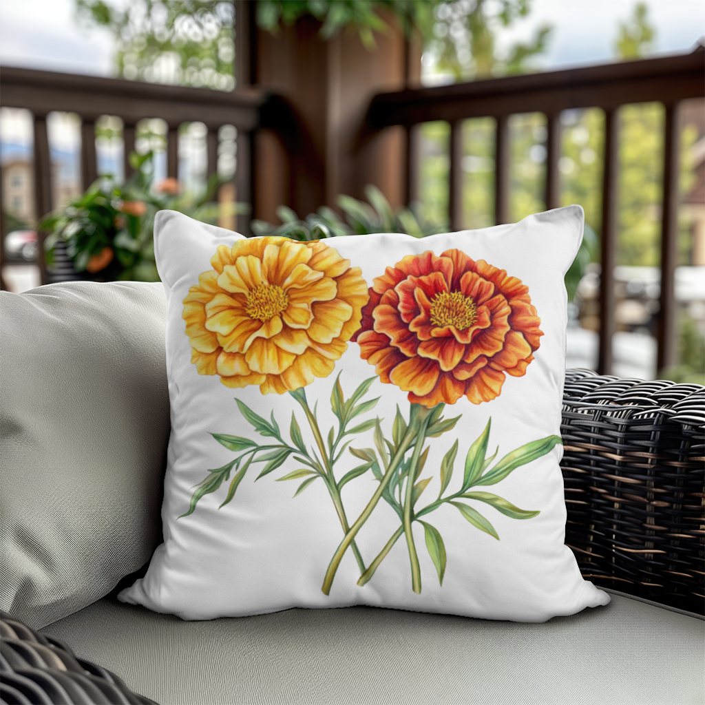 Botanical Yellow Orange Marigold Decorative pillow cover