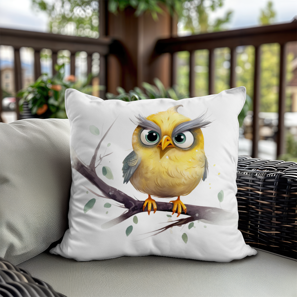 Grumpy Yellow Owl Decorative pillow cover
