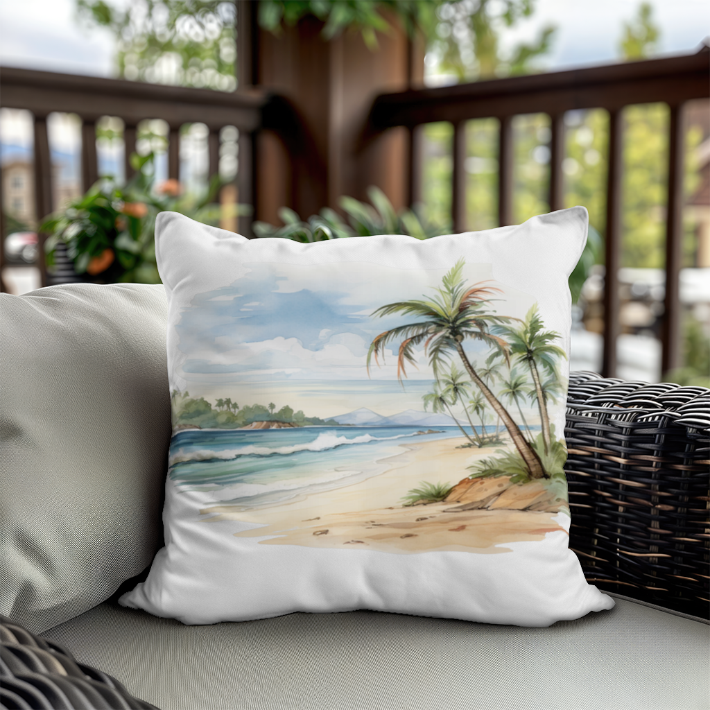 Tropical Palm Tree Beach Decorative pillow cover