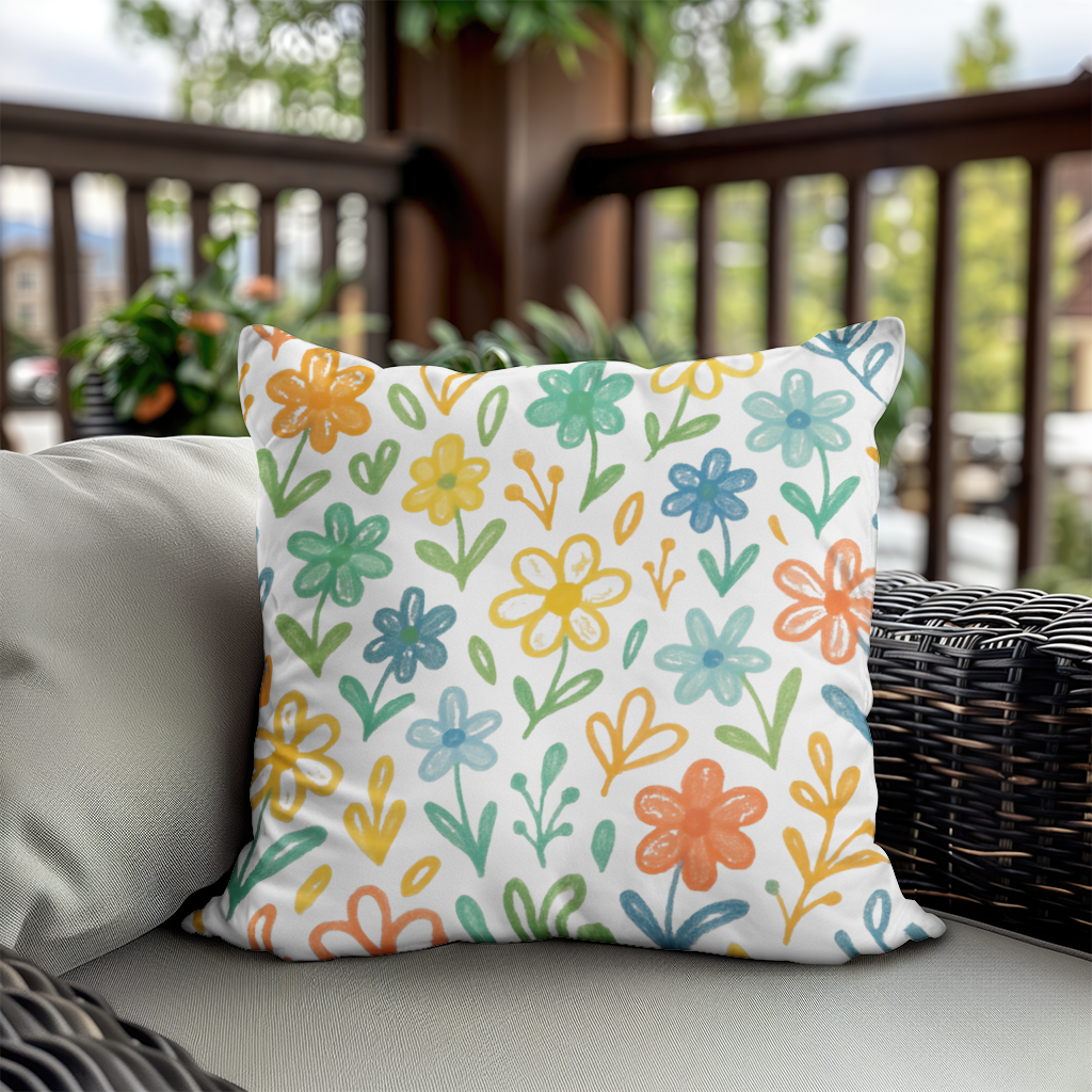 Colorful Boho Wildflowers Decorative pillow cover
