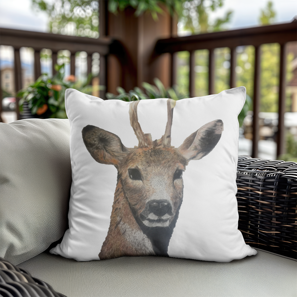Deer colored pencil sketch Decorative pillow cover