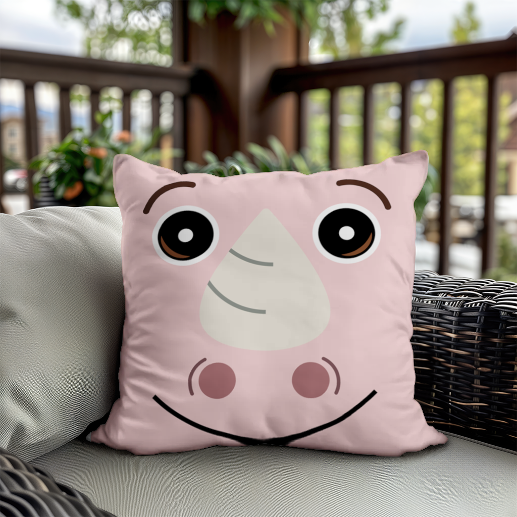 Teddy Bear Pooli-Cute Pink Rhino Gogo Face Decorative pillow cover