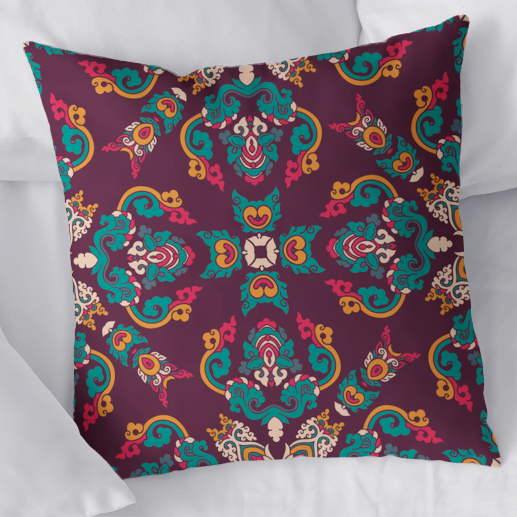 Colorful Ottoman Inspired Mandala Pattern Decorative pillow cover