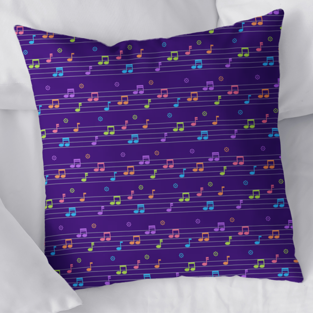 Colorful Music Notes and Modern Rhythm Seamless Pattern Decorative pillow cover
