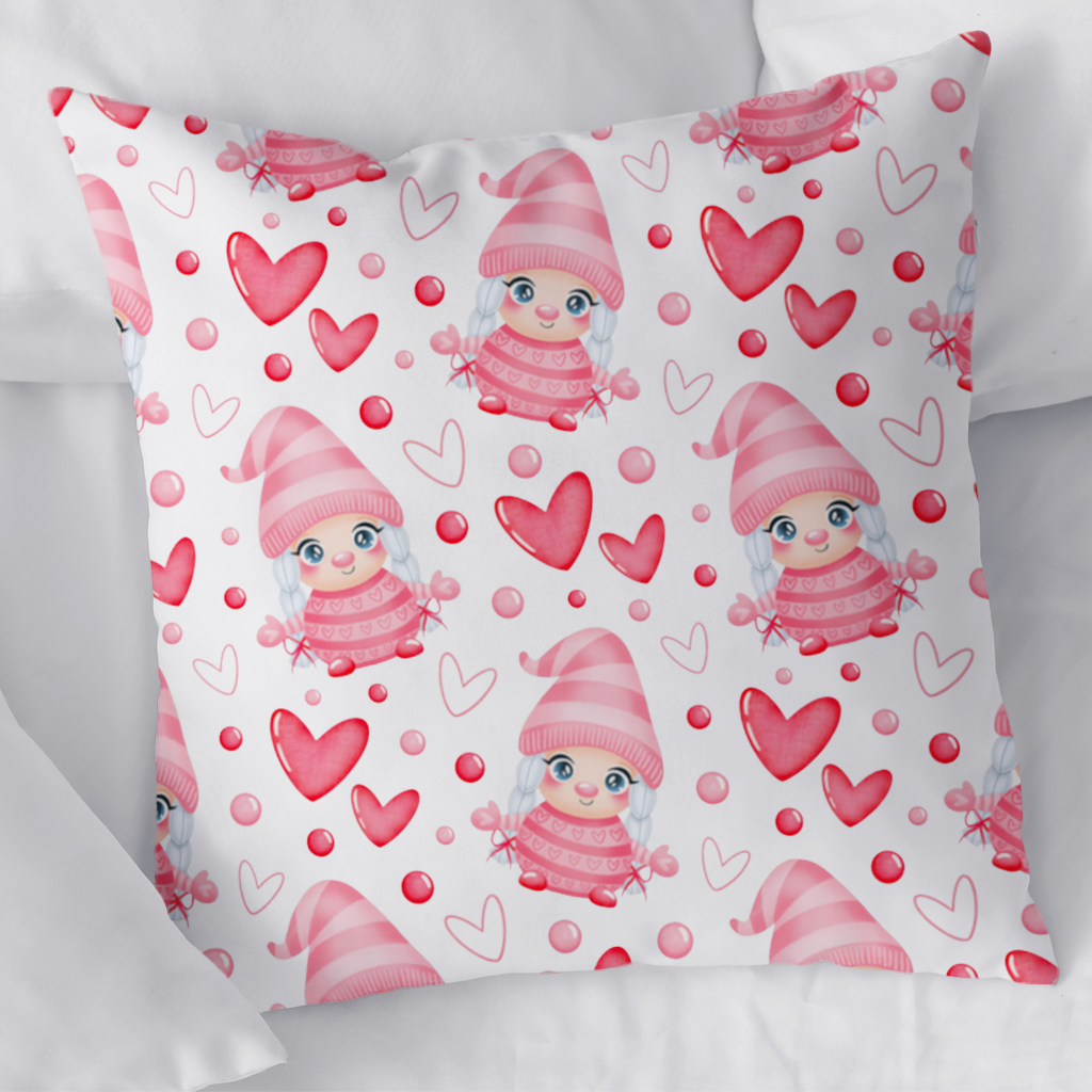 Cute Pink Baby Girl Valentines Day Heart Pattern Design Decorative pillow cover
