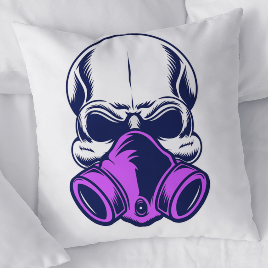 Skull with Gas Mask Illustration Modern and Edgy Design Decorative pillow cover