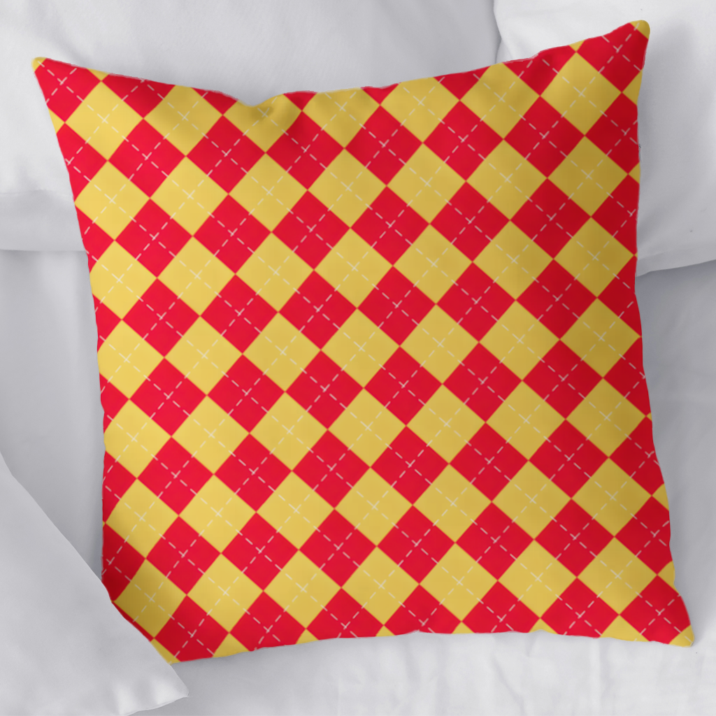 Red and Yellow Argyle Geometric Pattern Background Decorative pillow cover