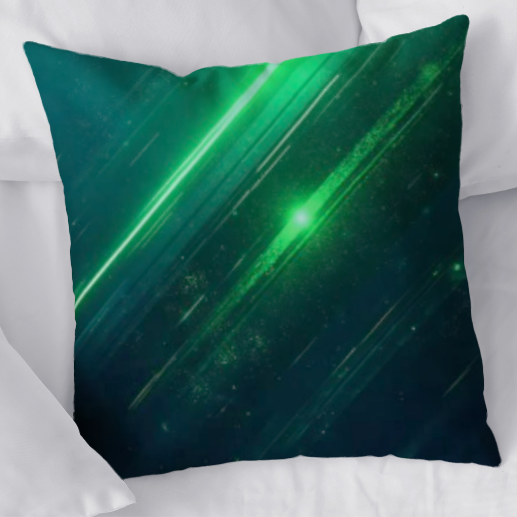 Green bright strips on black background. Decorative pillow cover