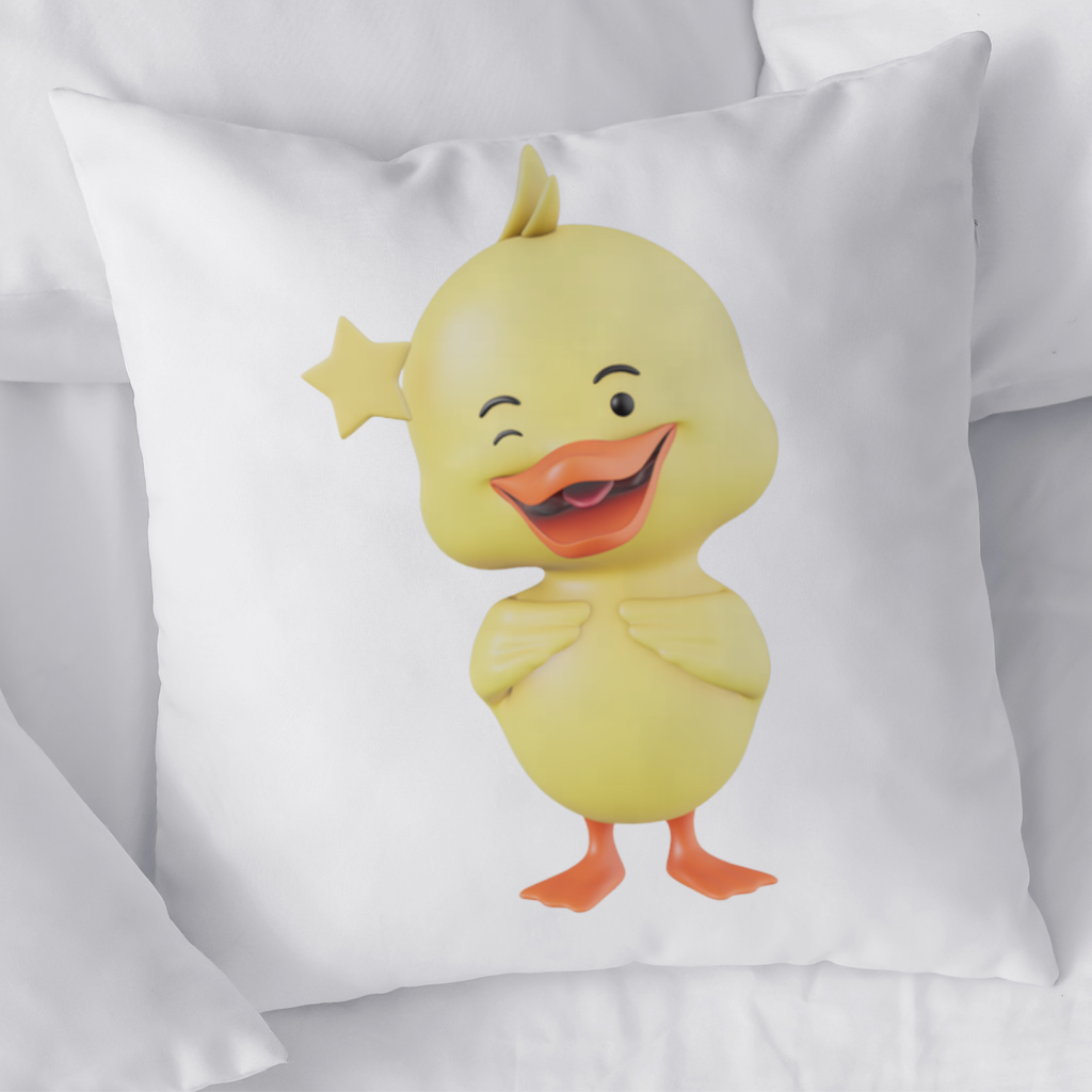 Cheerful Winking Yellow Duck with Star Decorative pillow cover