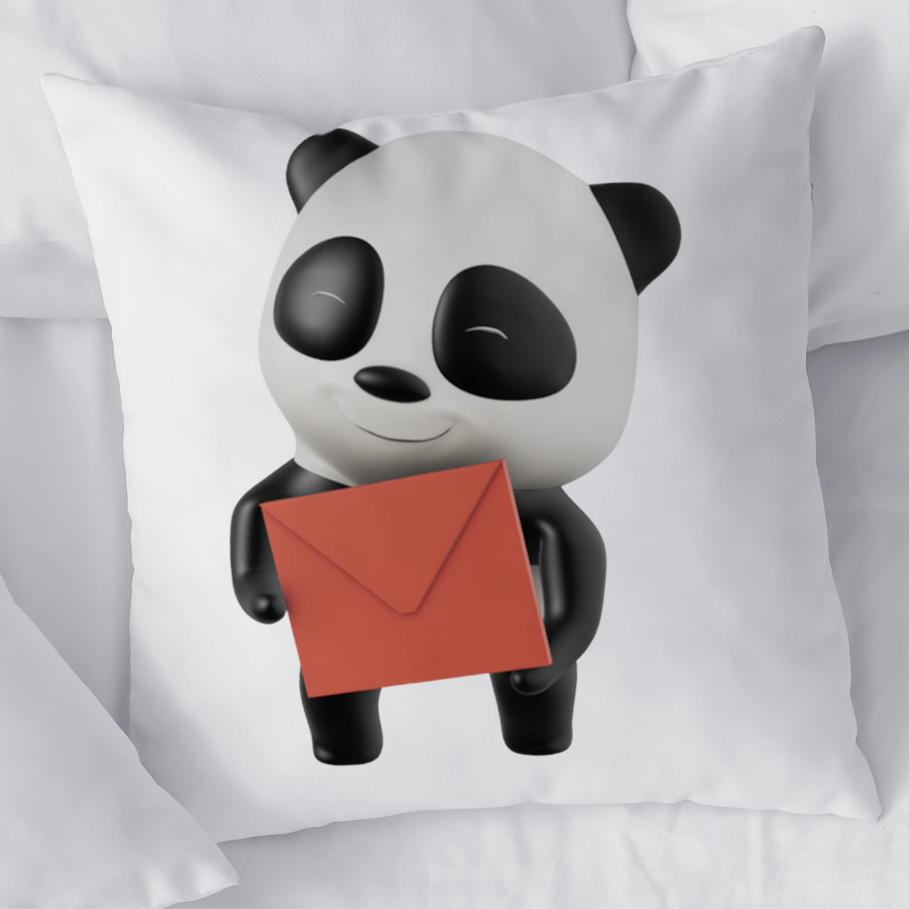 Happy Panda Character Holding Red Envelope Decorative pillow cover