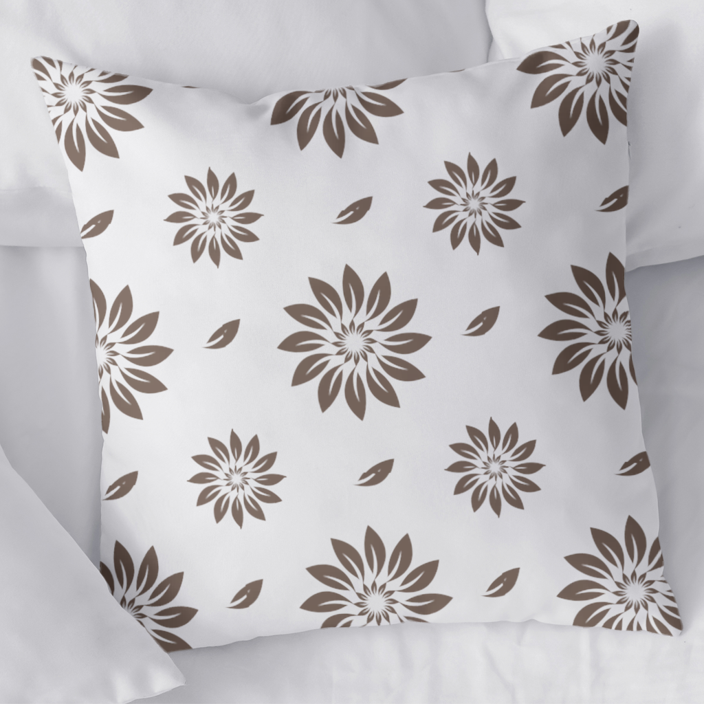 Minimalist Modern Brown Floral Pattern Decorative pillow cover
