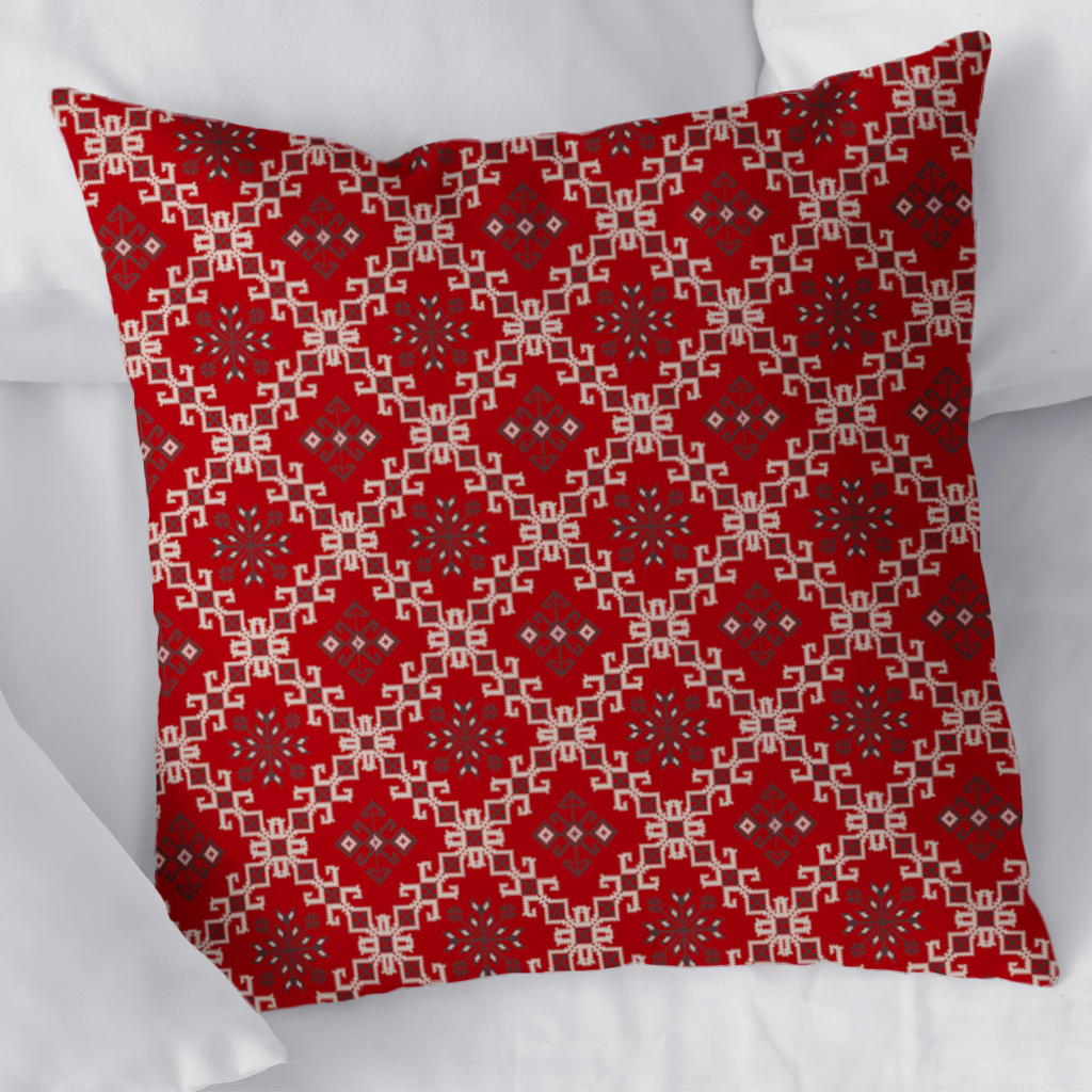 Red Ethnic Embroidery Pattern Decorative pillow cover