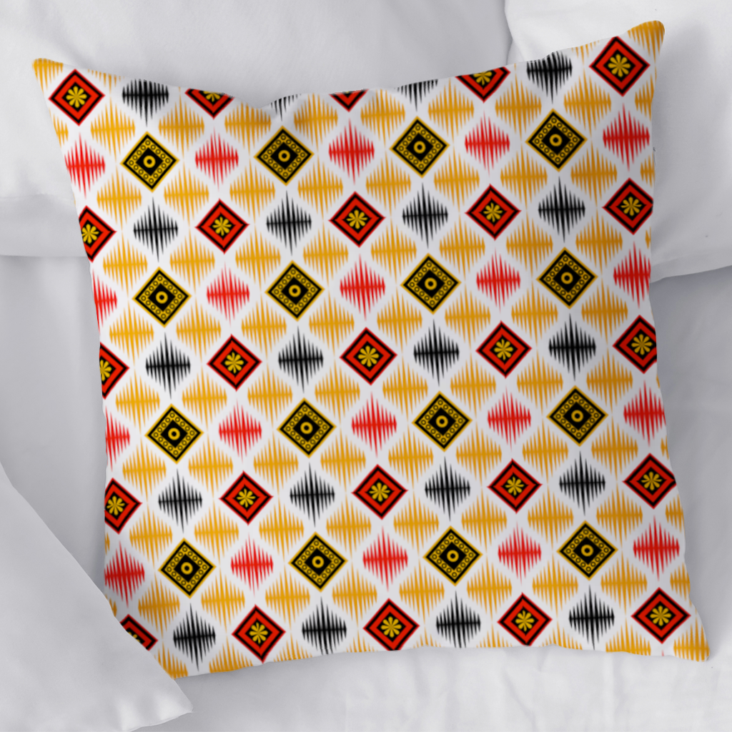Canlı Etnik Geometrik Motif Dekoratif Kırlent Kılıfı