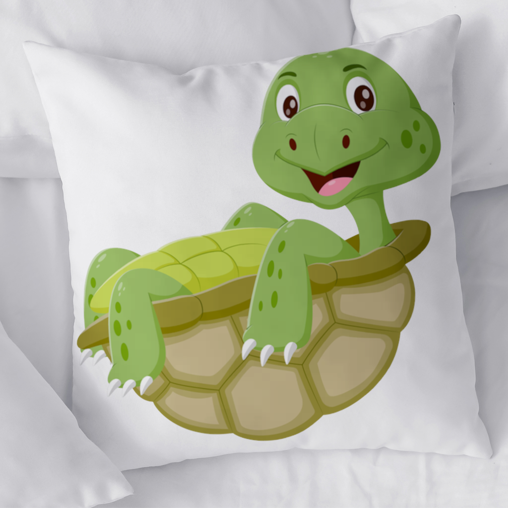 Happy Smiling Green Turtle in Shell Decorative pillow cover