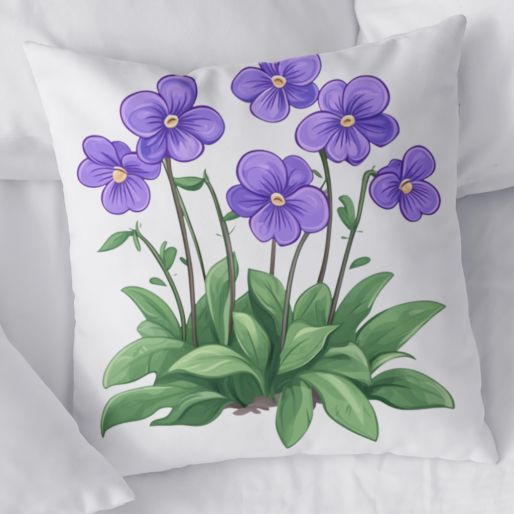 Cottagecore Purple Violets Decorative pillow cover