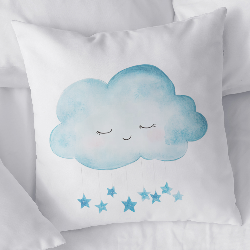 Watercolor Sleepy Cloud and Blue Stars Decorative pillow cover