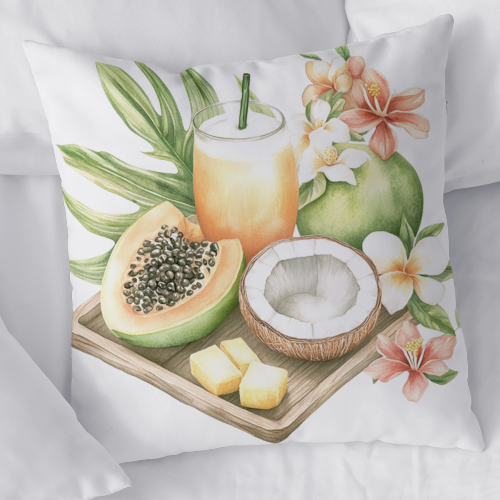 Tropical Papaya and Coconut Juice Decorative pillow cover