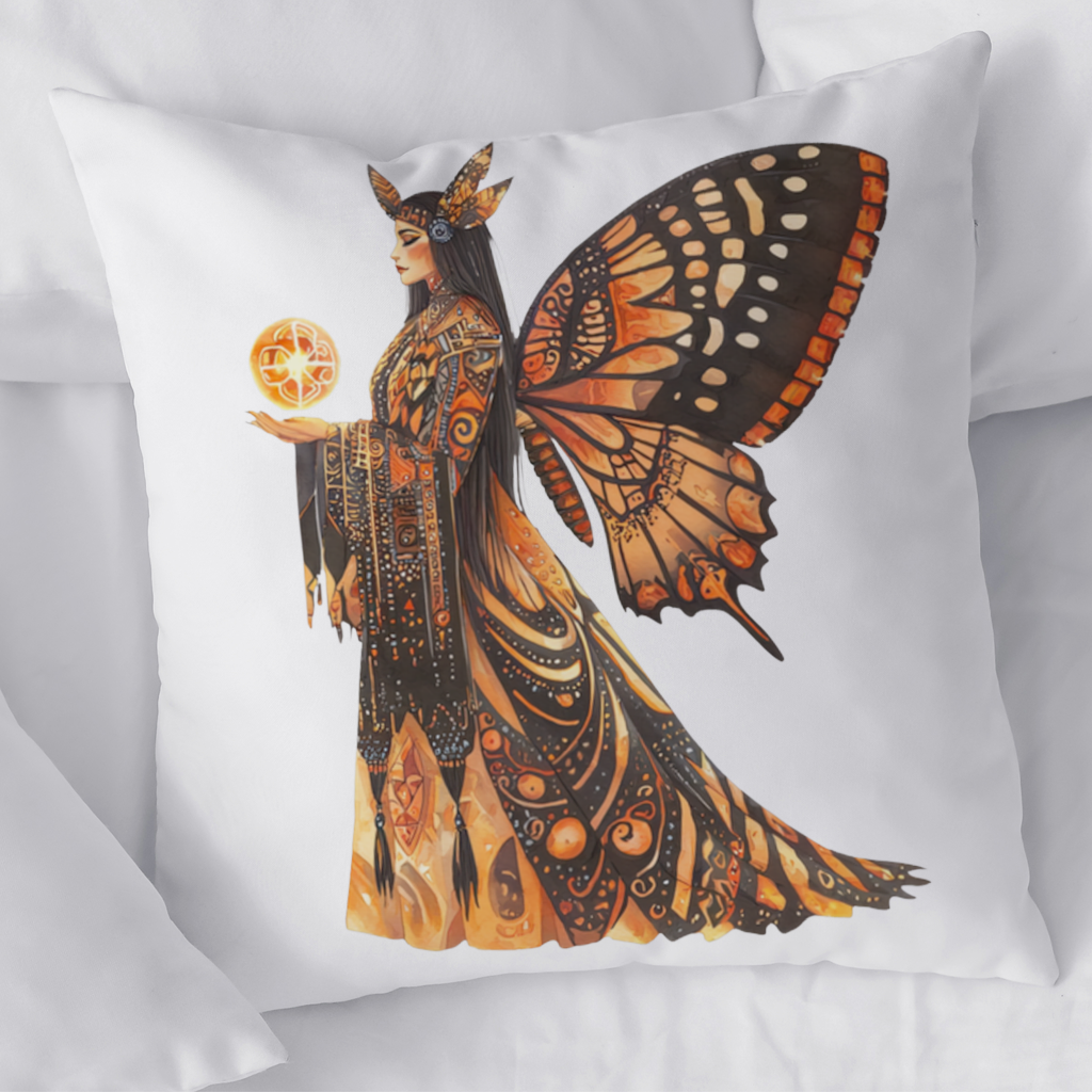 Monarch Butterfly Winged Goddess Decorative pillow cover