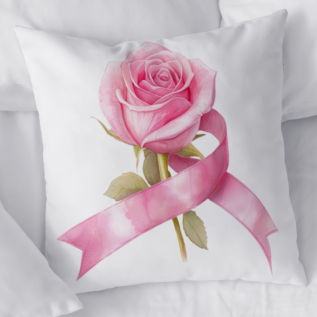 Breast Cancer Awareness Pink Rose Decorative pillow cover