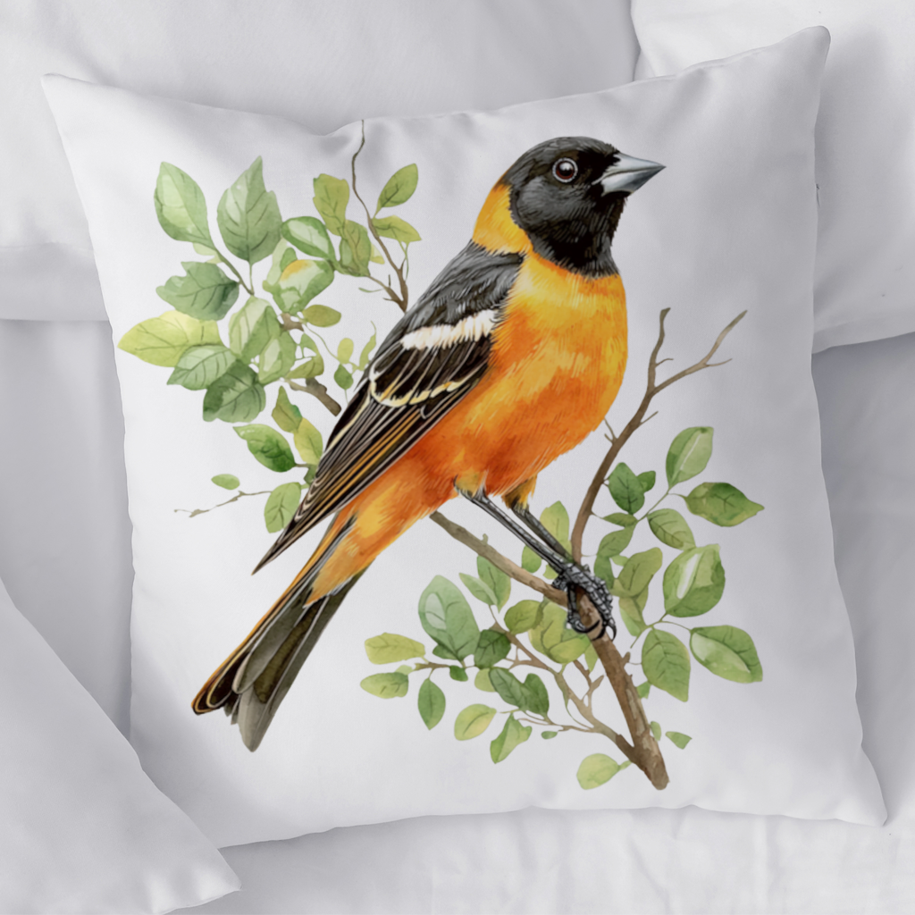 Baltimore Oriole on Branch Decorative pillow cover
