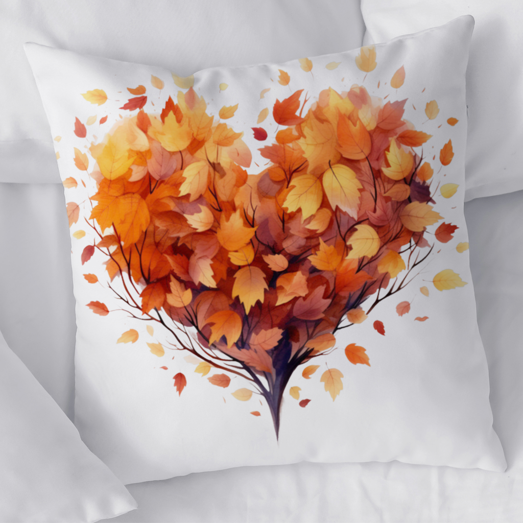 Autumn Leaf Heart Decorative pillow cover