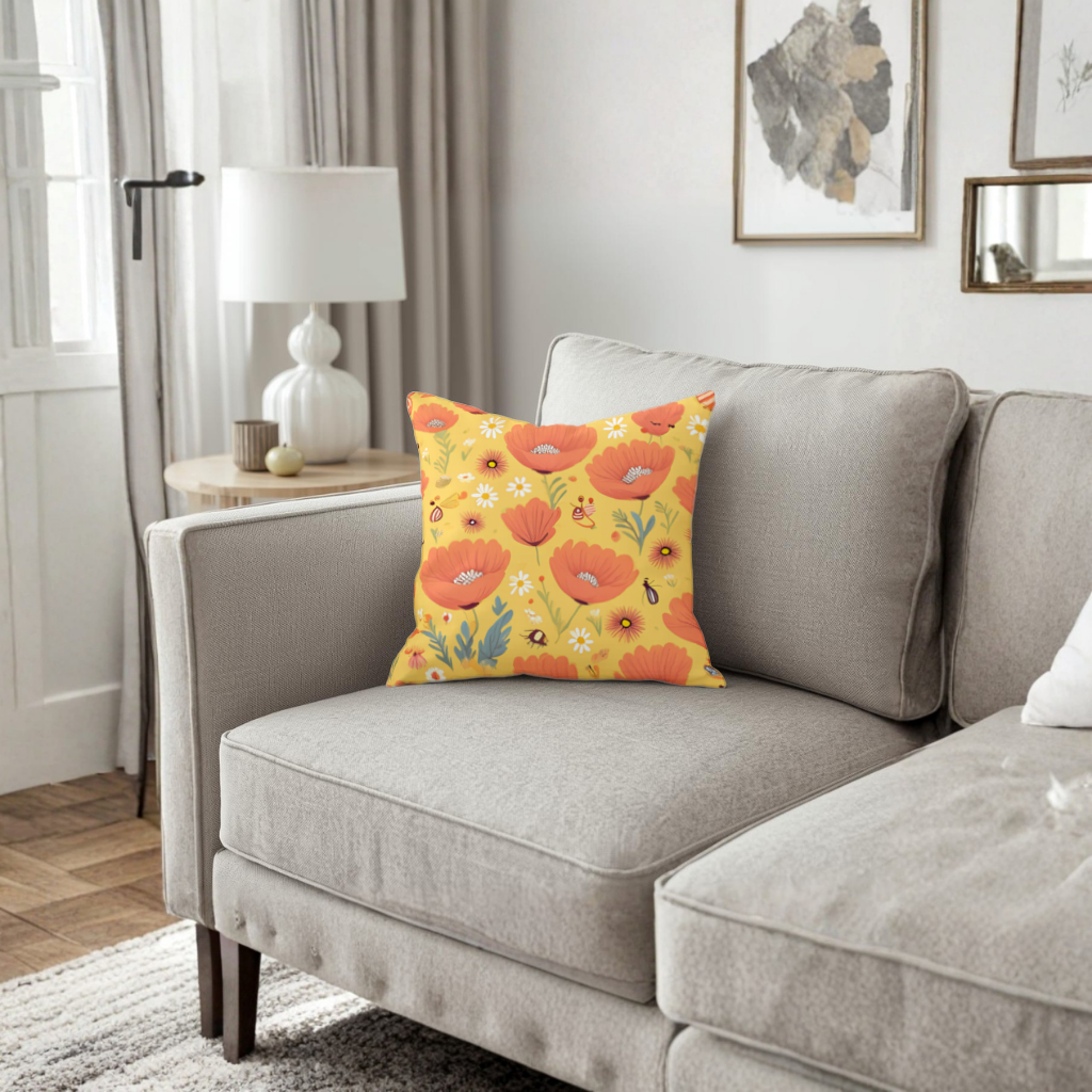 Floral Insect Pattern Colorful Design Decorative pillow cover