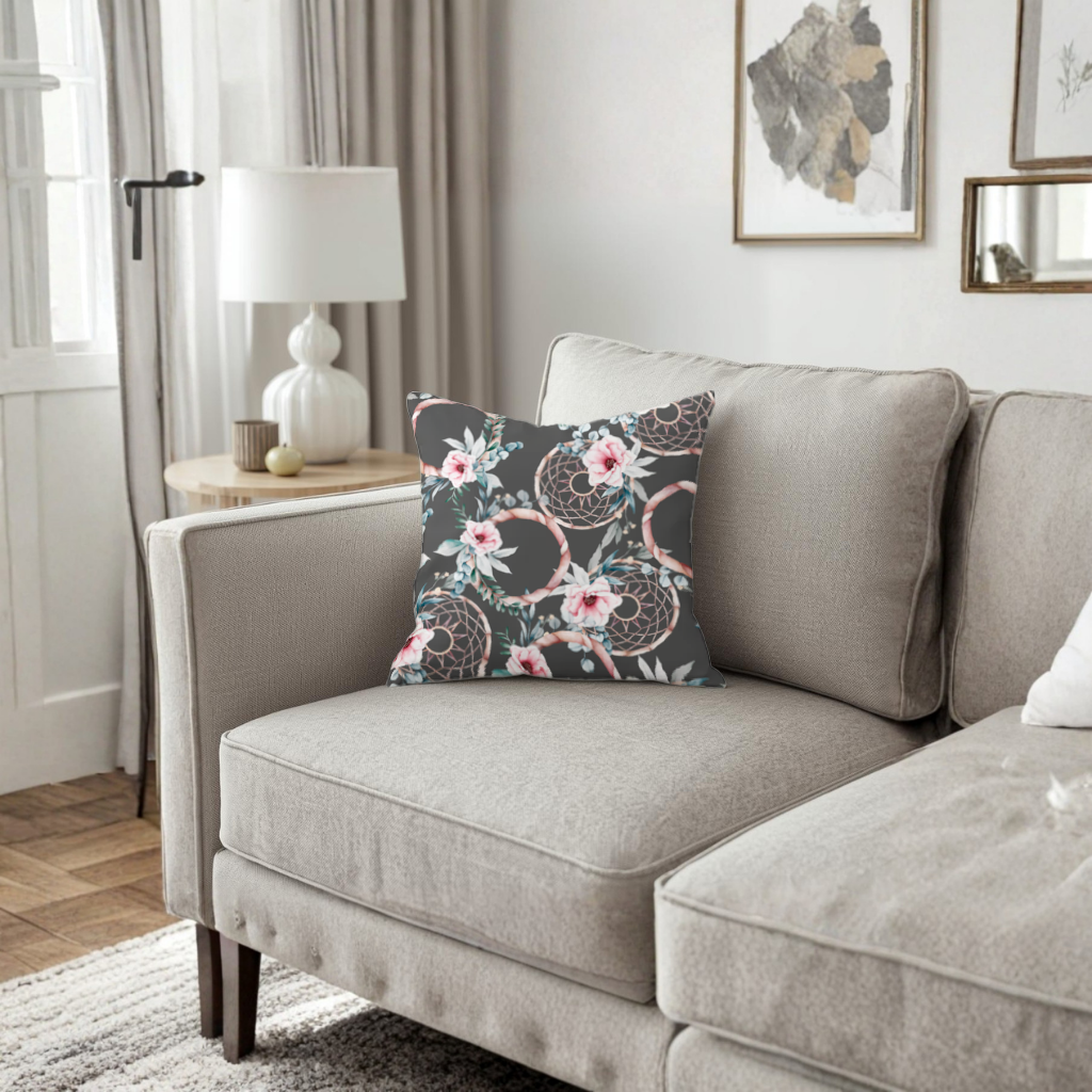 Boho Floral Dreamcatcher Pattern Decorative pillow cover