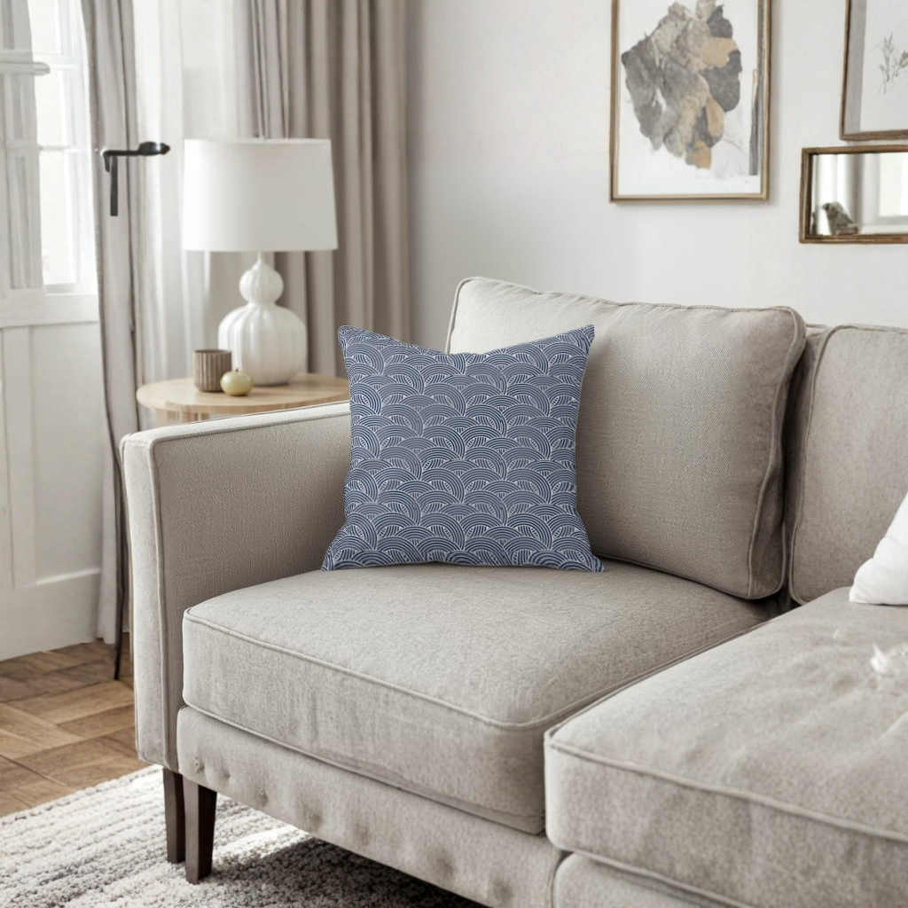 Navy and White Semi Circle Geometric Pattern Decorative pillow cover