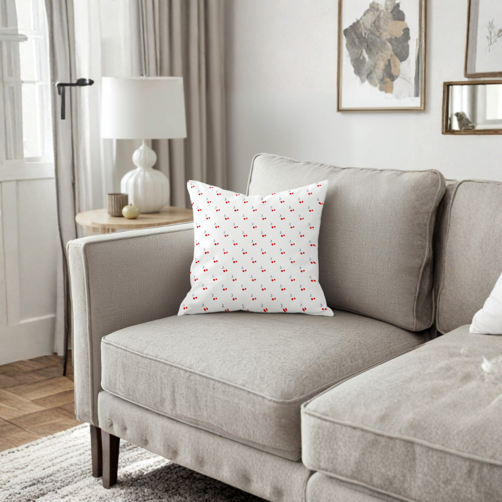 Minimal Cherry Repeat Pattern Background Decorative pillow cover