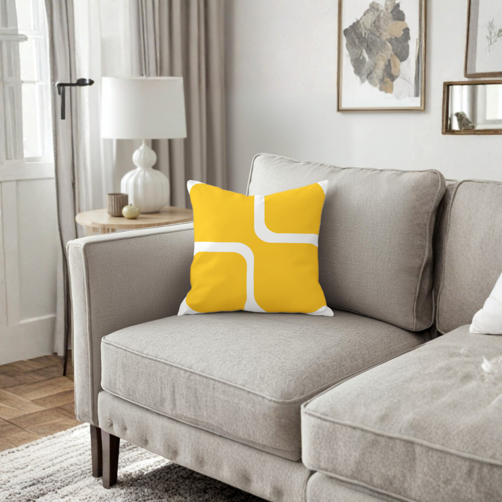 Yellow Geometric Labyrinth and Modern Abstract Pattern Decorative pillow cover