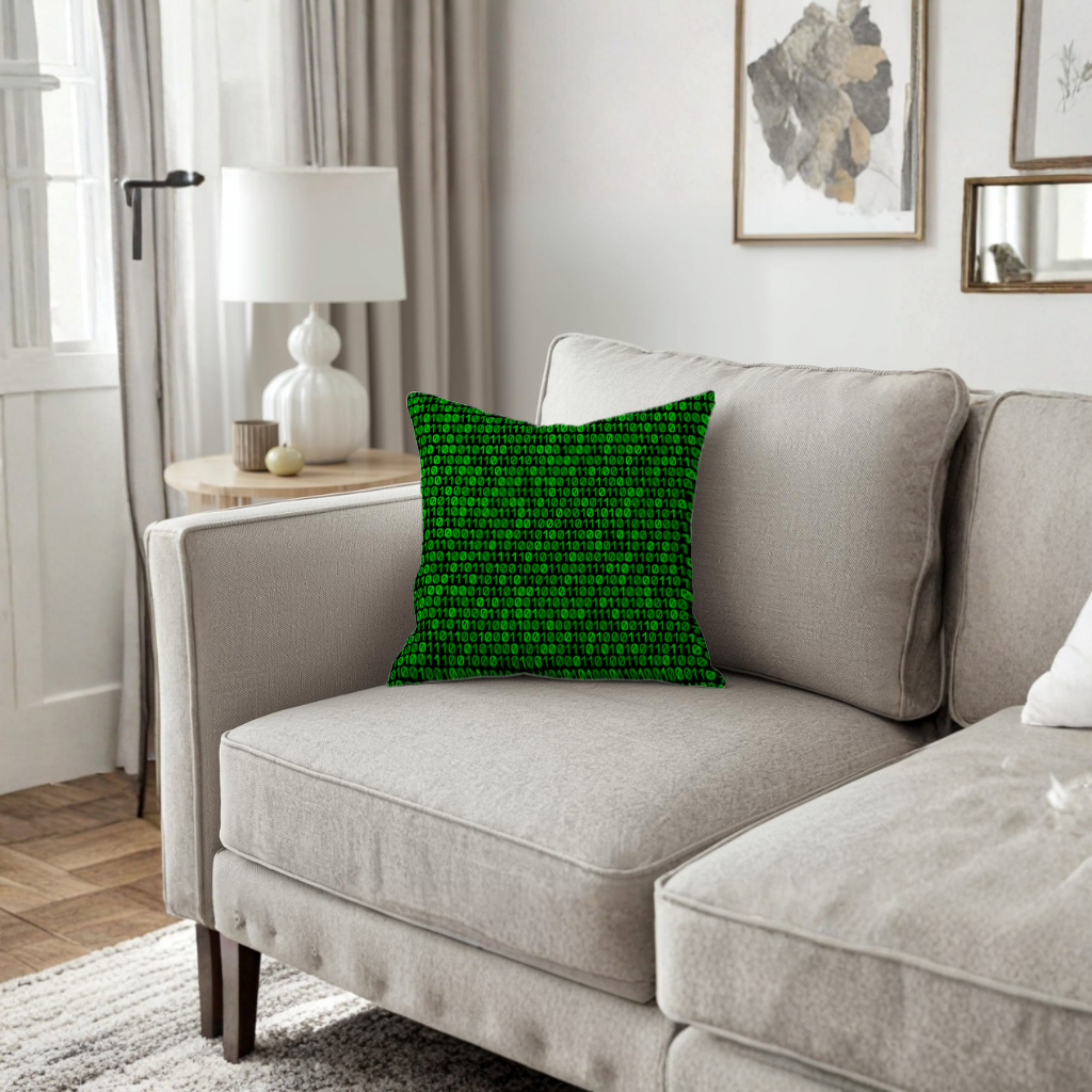 Matrix Style Digital Binary Code Background Decorative pillow cover