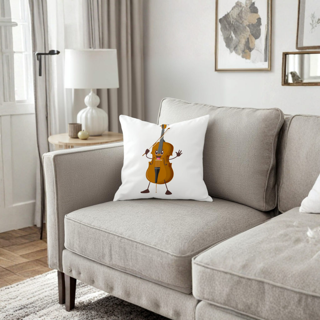 Happy Cello Character Art Design Decorative pillow cover