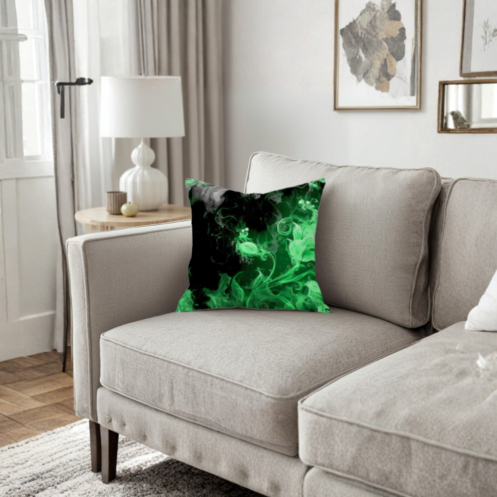 Green and black smokes Decorative pillow cover