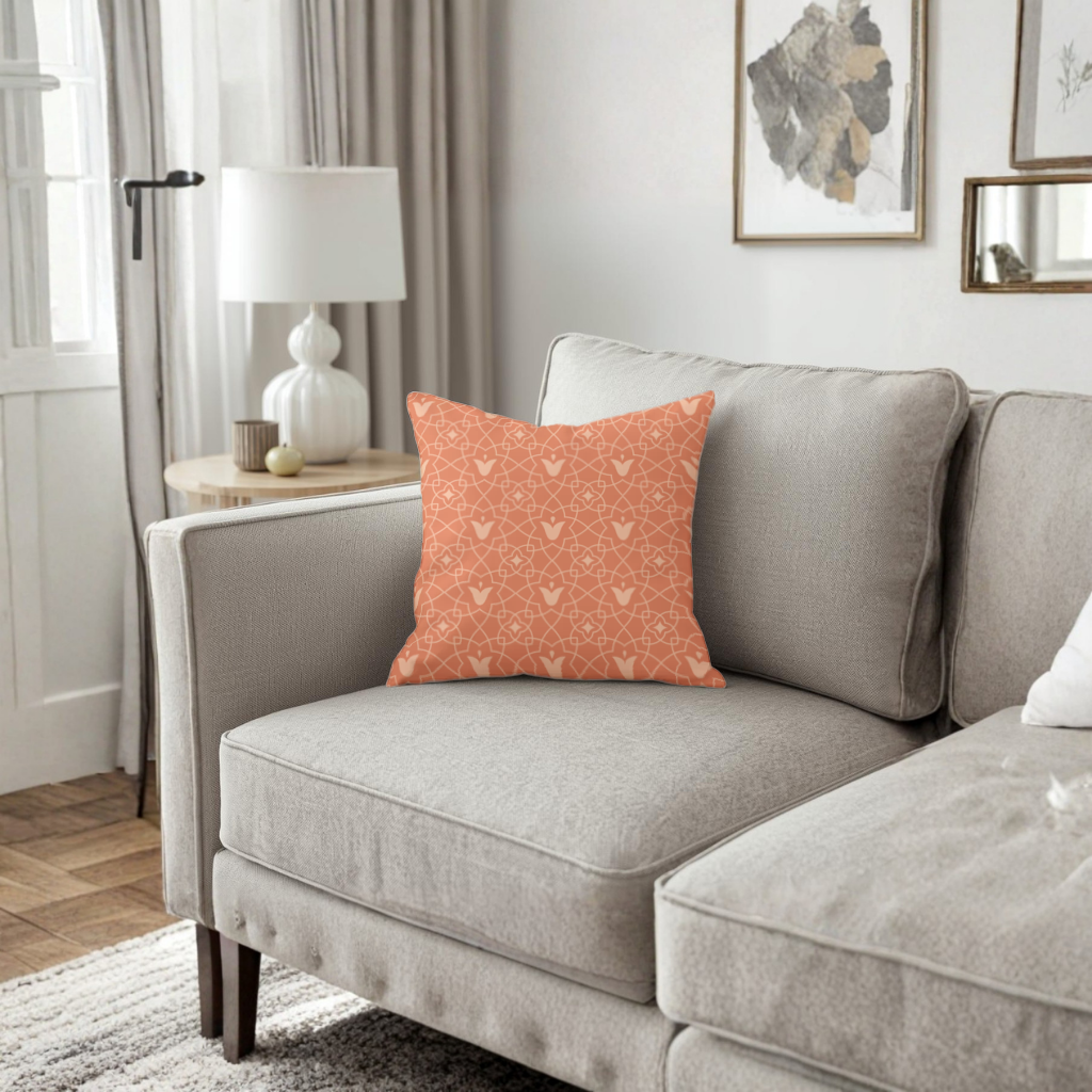 Modern Geometric Linear Terracotta Pattern Decorative pillow cover