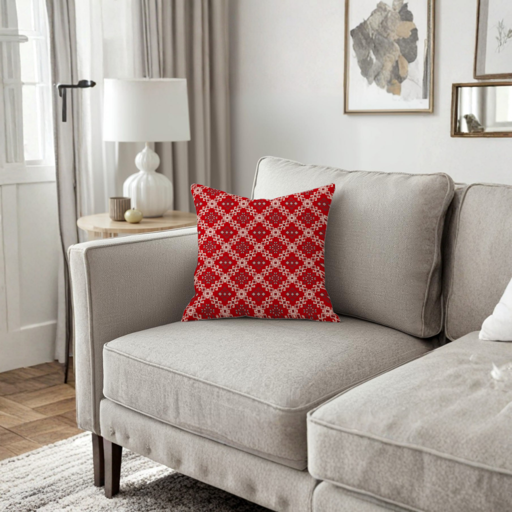 Red Ethnic Embroidery Pattern Decorative pillow cover