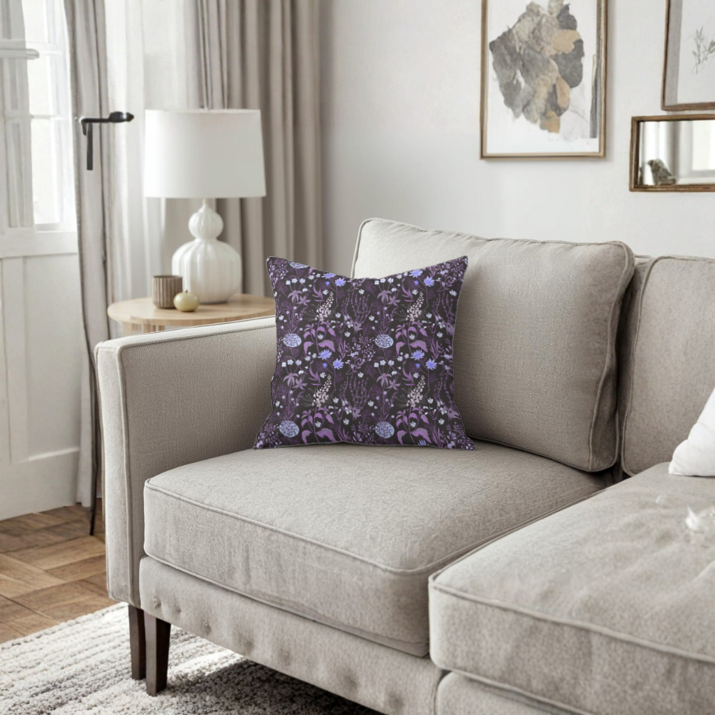 Purple Gothic Botanical Decorative pillow cover
