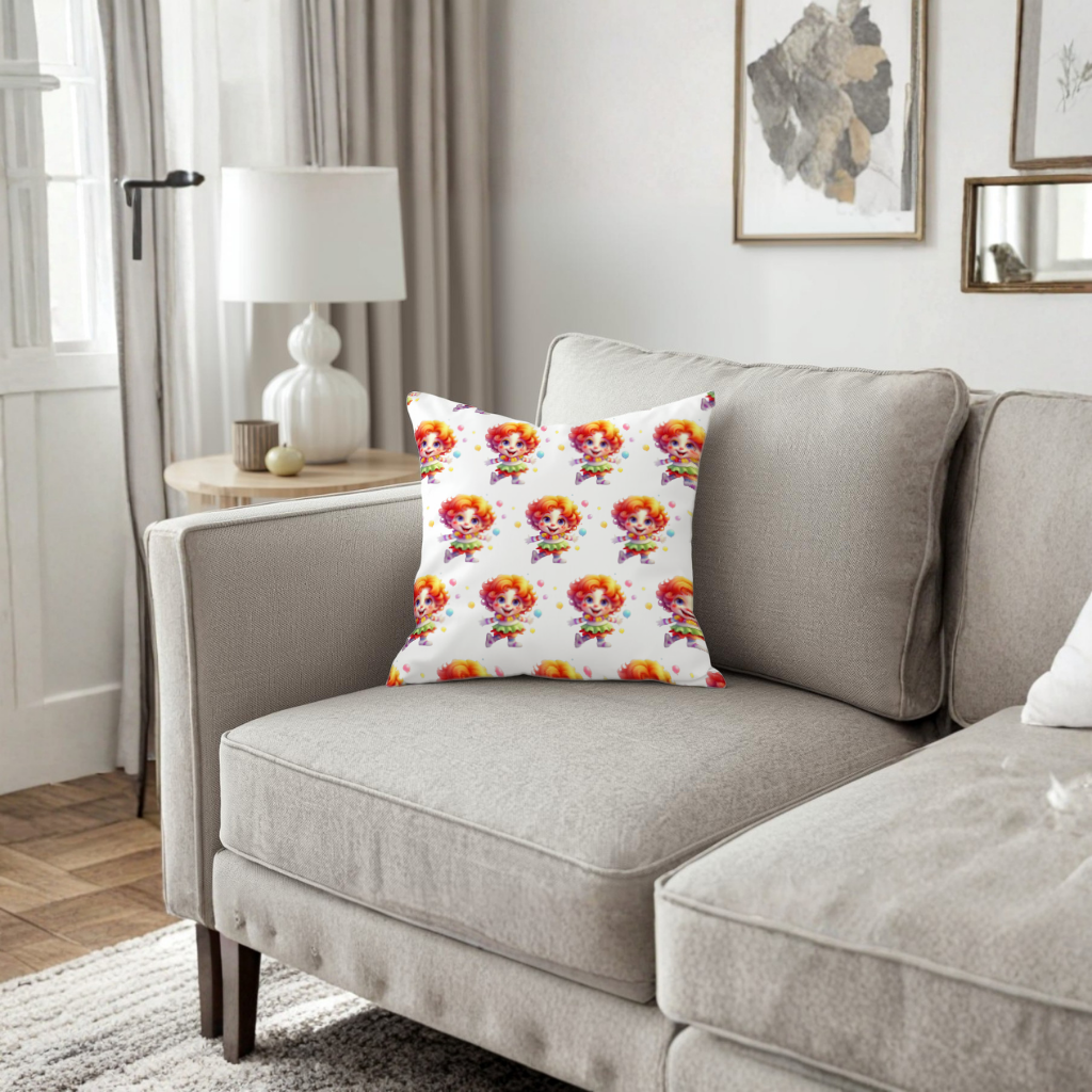 Cute Rainbow Hair Happy Clown Decorative pillow cover