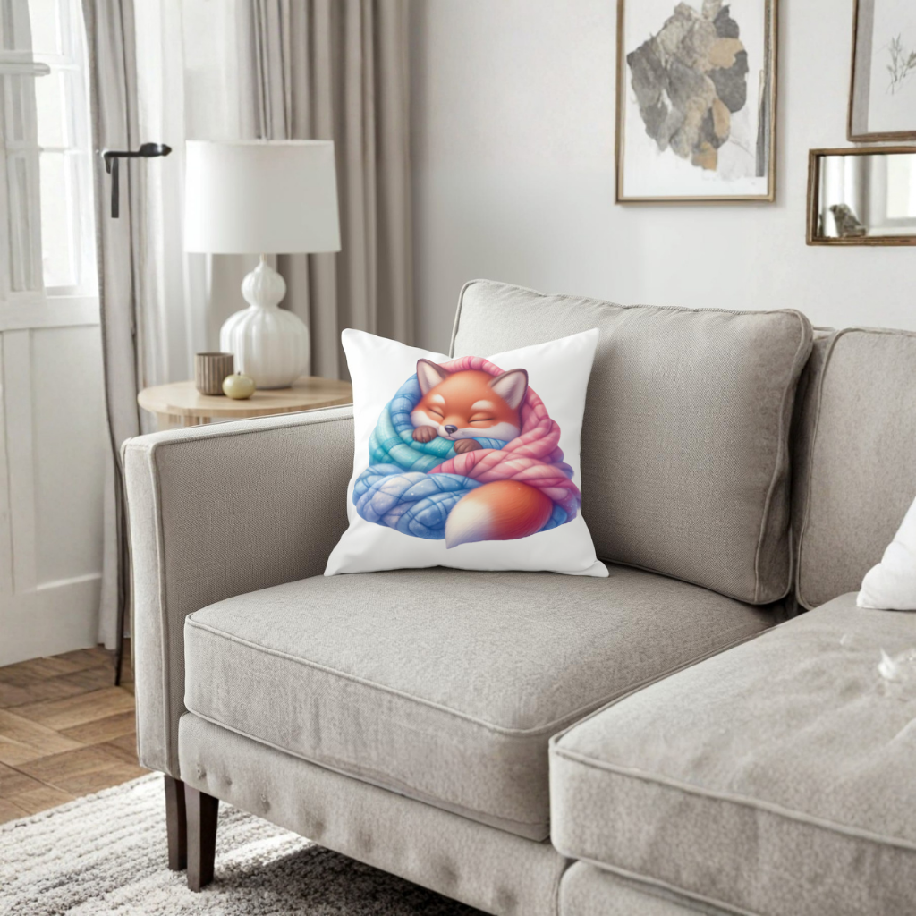 Sleeping Fox Knitted Blanket Decorative pillow cover