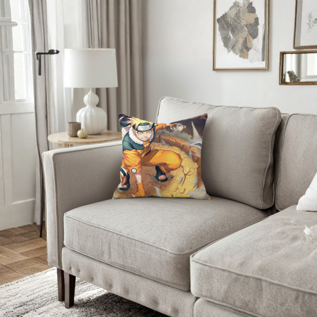 Golden Energy Fighter in Orange Jumpsuit Decorative pillow cover