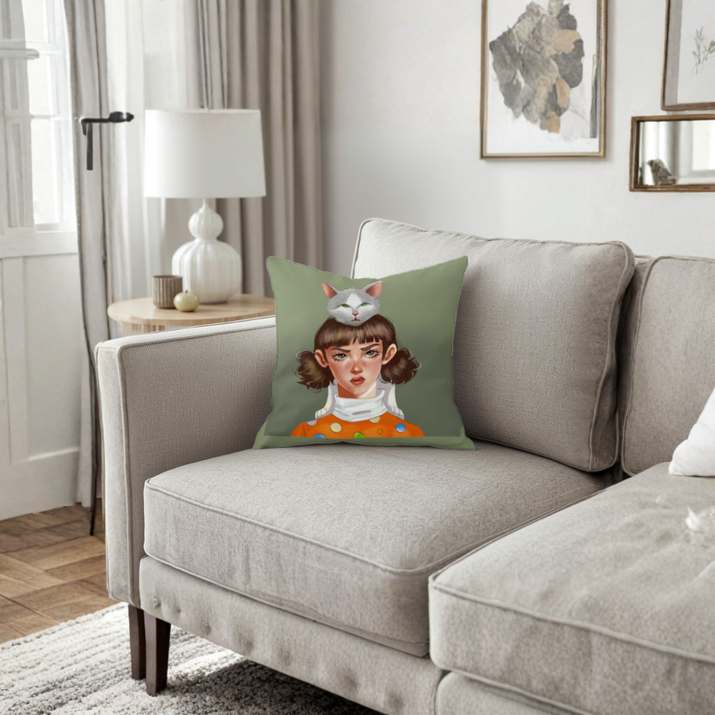 Mood Cat and I Decorative pillow cover
