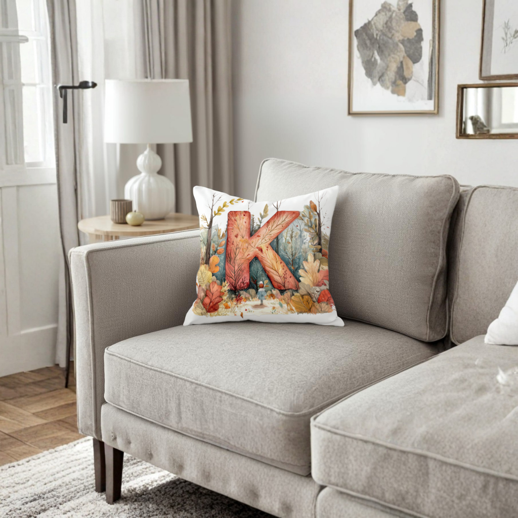 Autumn Forest Letter K Decorative pillow cover