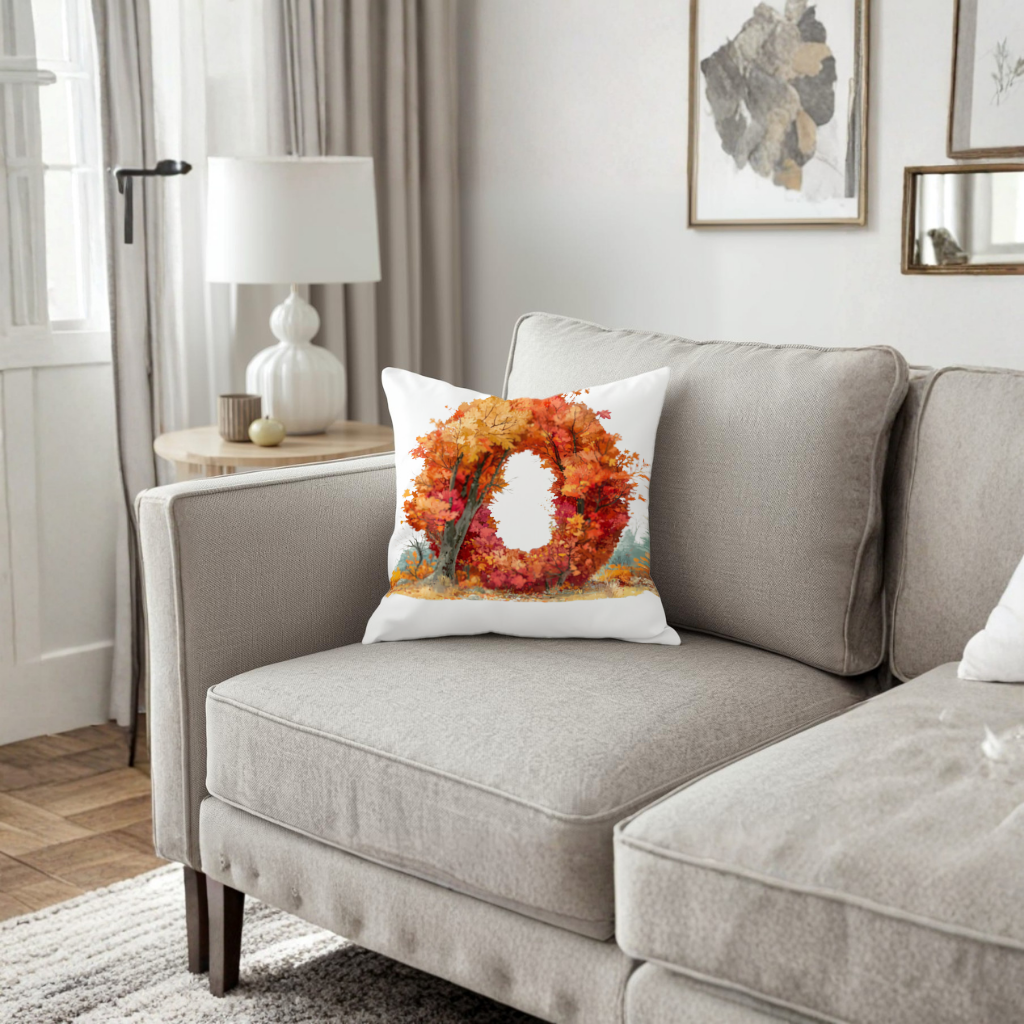 Autumn Leaf Letter O Decorative pillow cover