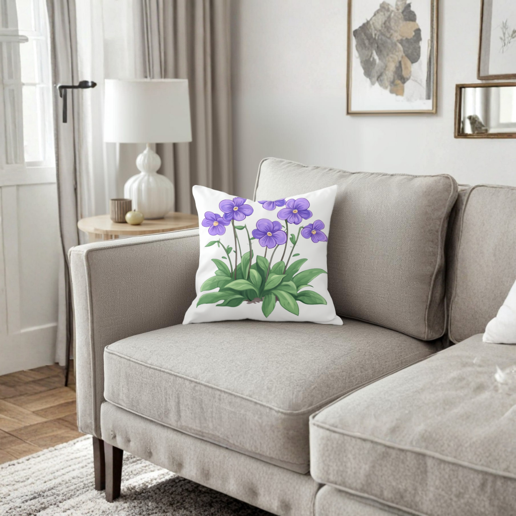 Cottagecore Purple Violets Decorative pillow cover