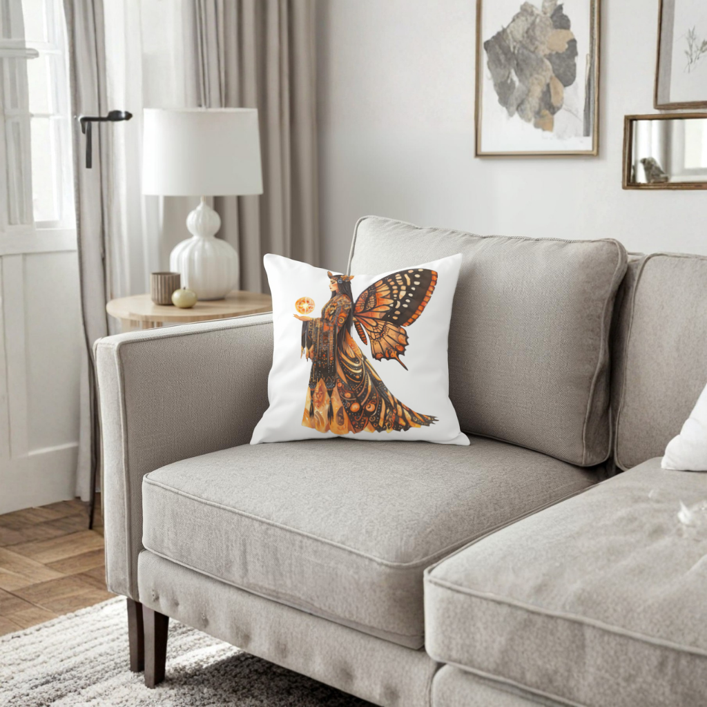Monarch Butterfly Winged Goddess Decorative pillow cover