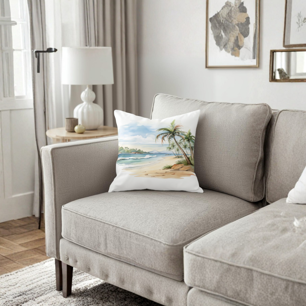 Tropical Palm Tree Beach Decorative pillow cover
