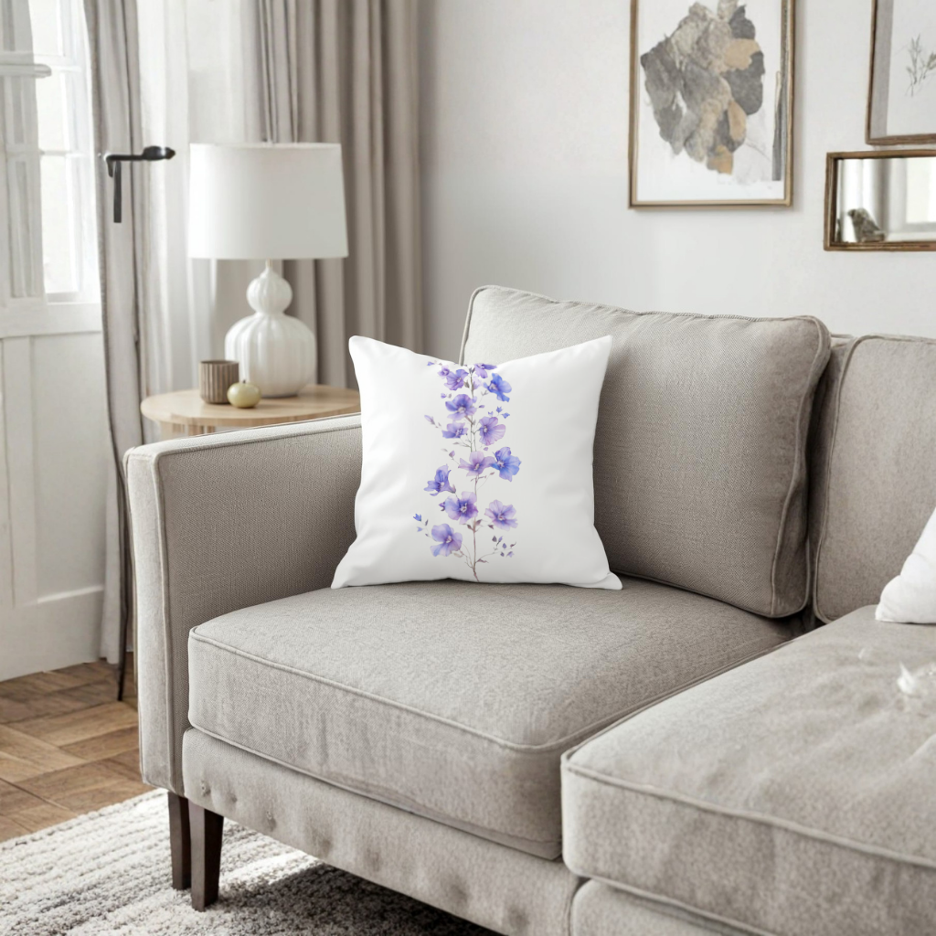 Delicate Blue Flax Wildflowers Decorative pillow cover