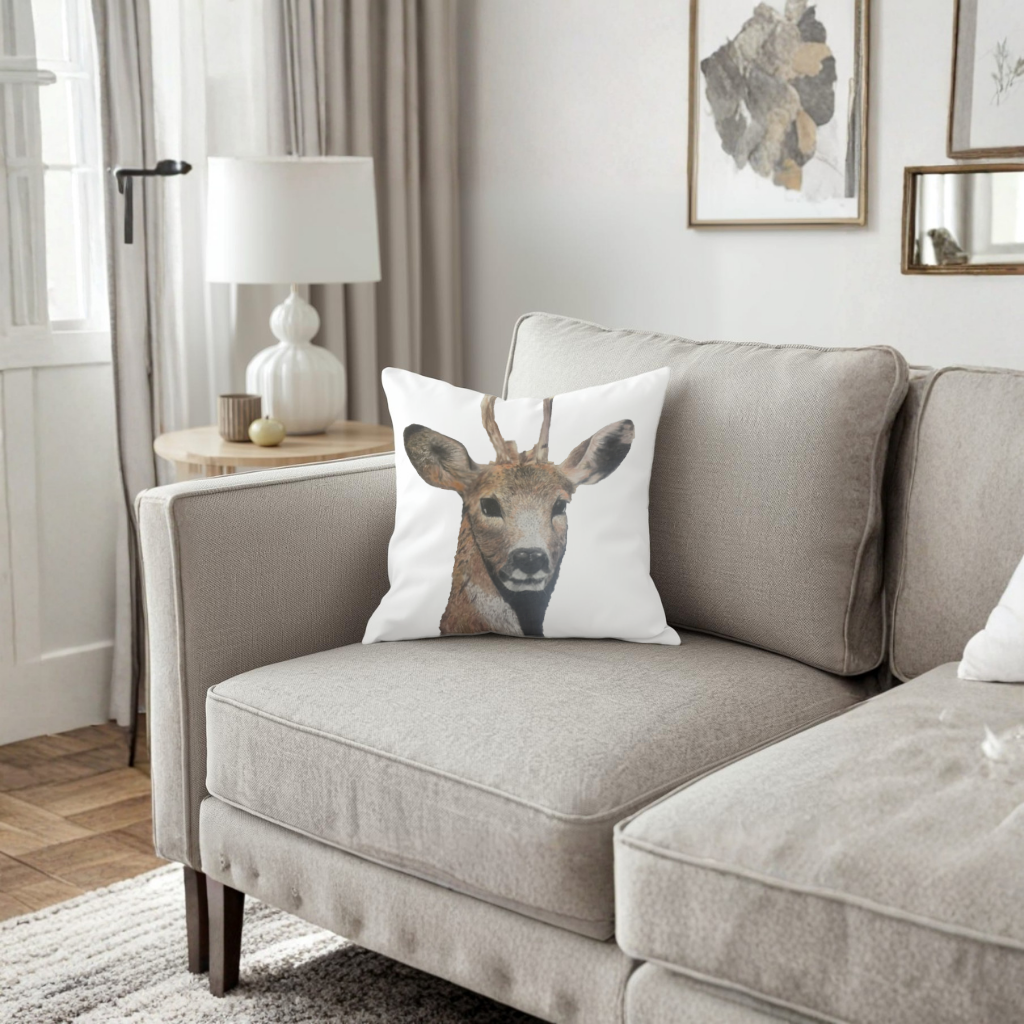 Deer colored pencil sketch Decorative pillow cover