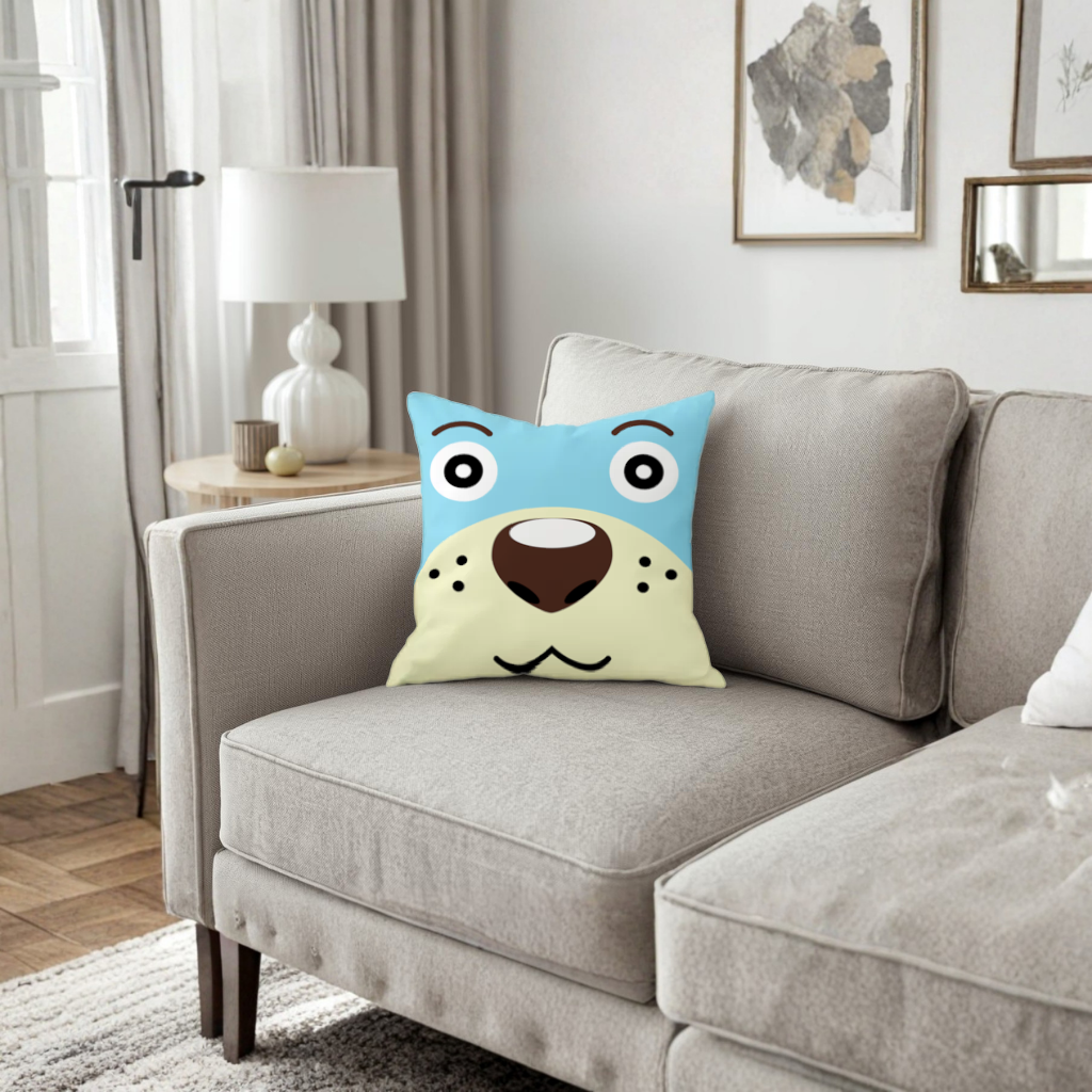 Teddy Bear Pooli-Cute Blue Bear Pooli Face Decorative pillow cover