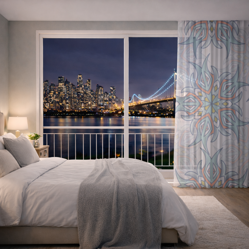 An abstract visual Sheer Curtain