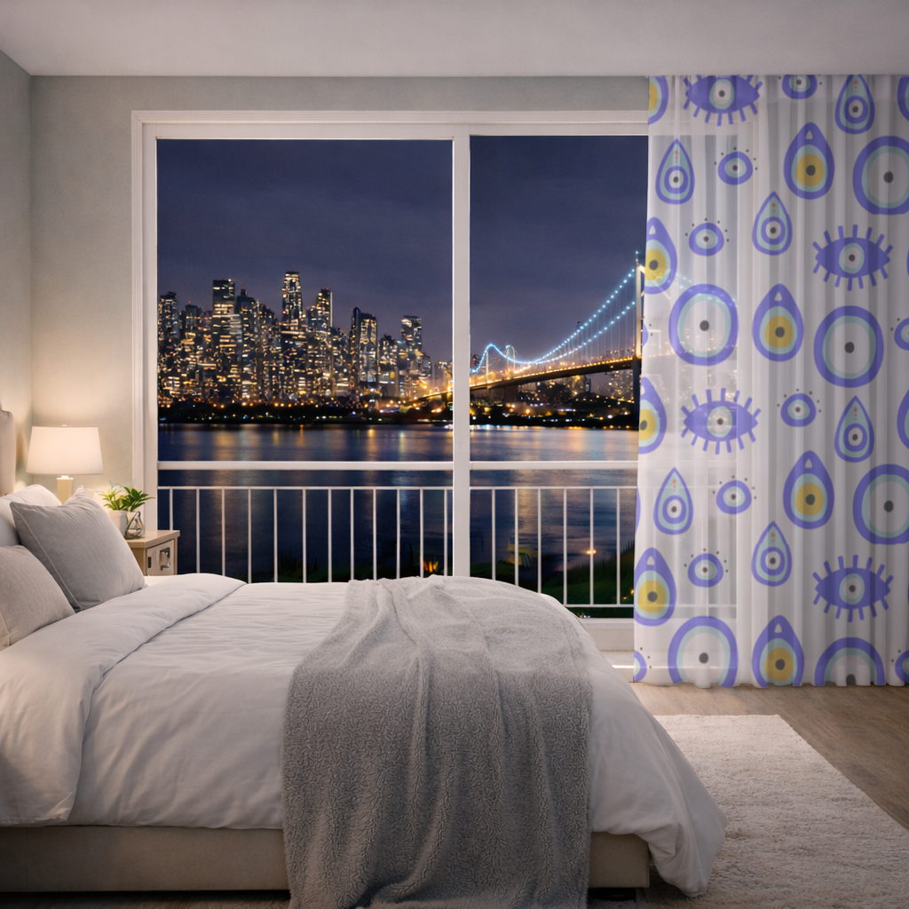 Evil Eye Pattern Sheer Curtain